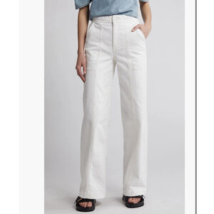 NWT FRAME Braided Wide Leg Jeans Women's Sz:32 White Waist High Rise